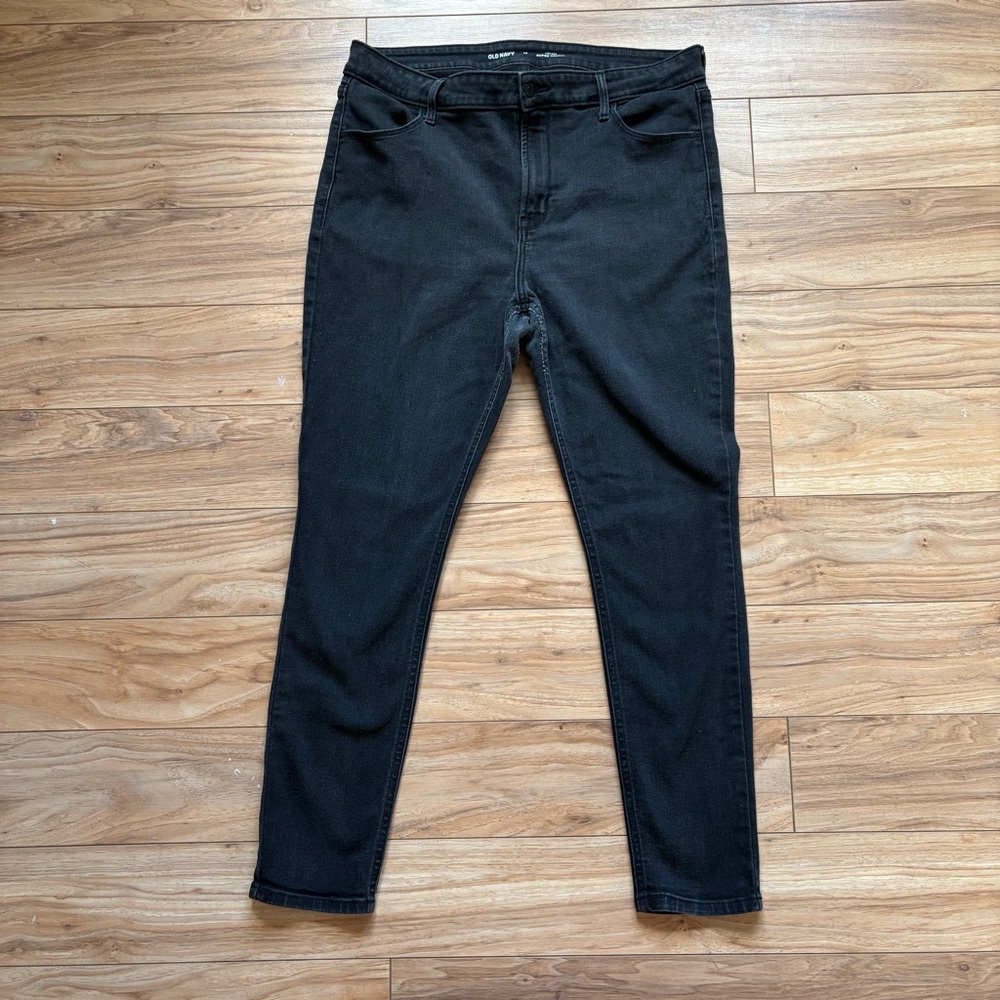 Old Navy Black High Waisted Skinny Jeans Women's Plus Size 14 Stretchy Casual